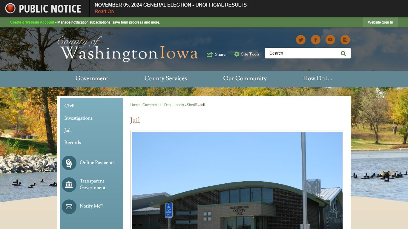 Jail | Washington County, IA - Official Website - Iowa