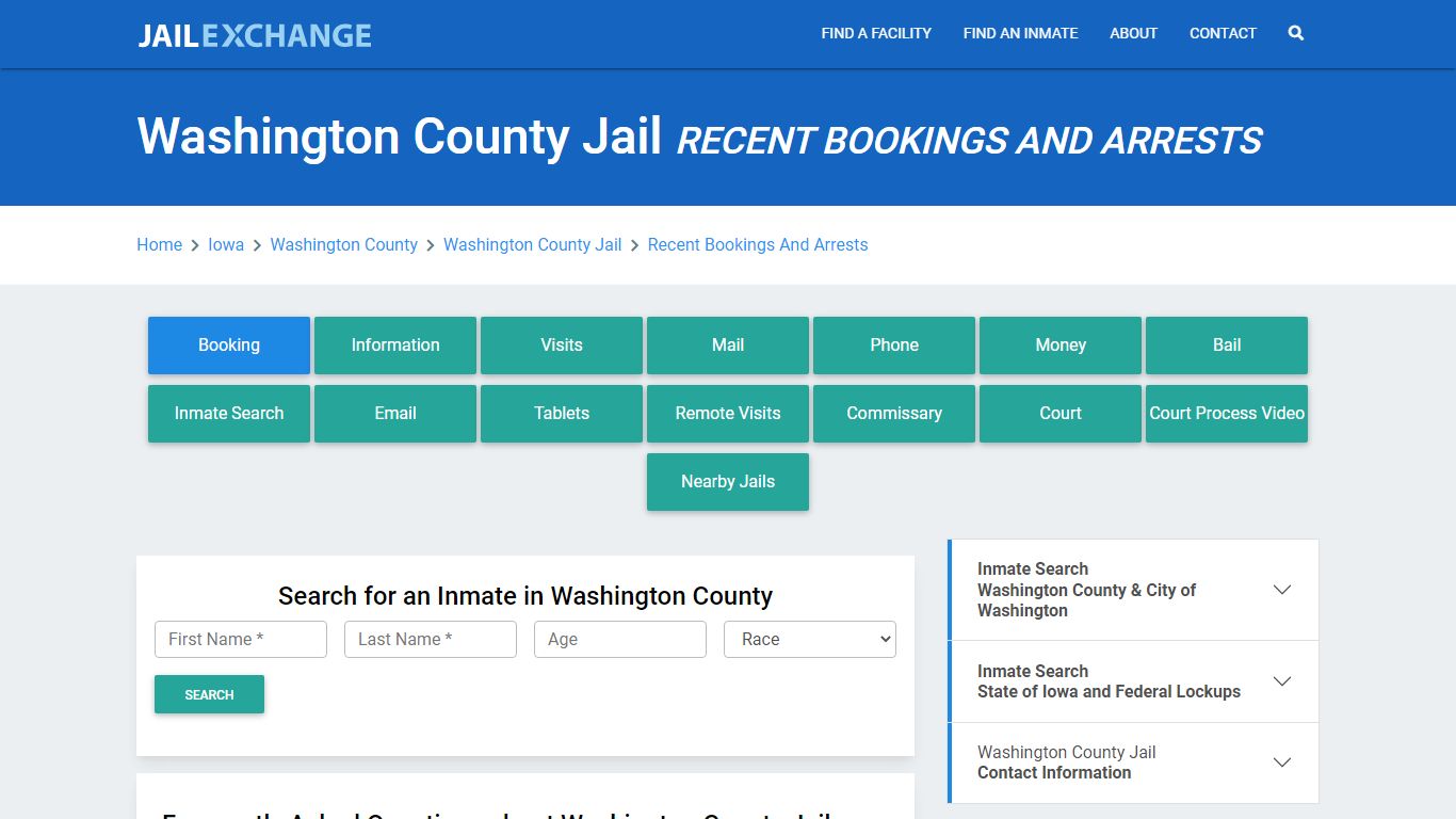 Washington County Jail IA Recent Arrests and Bookings